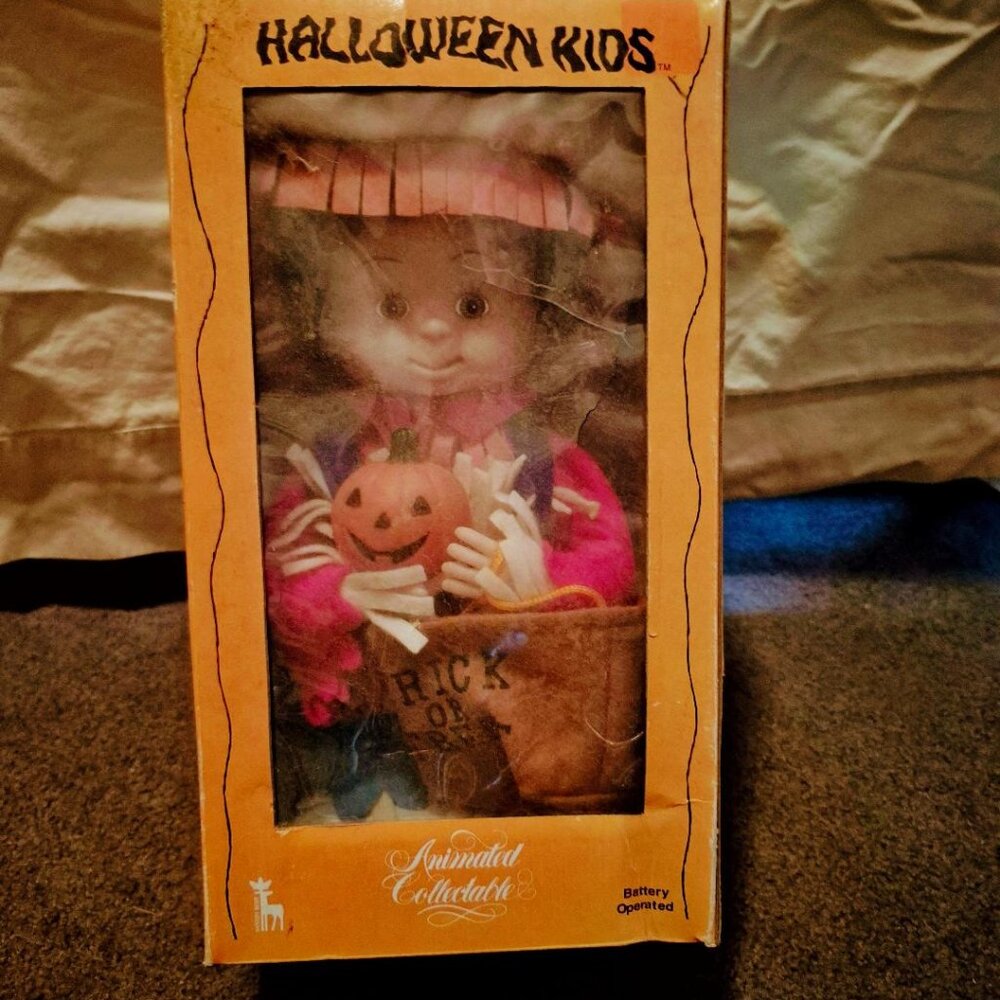 Vintage 1993 Santa's Best 17" Kid Scarecrow Animated Halloween Motion & Light